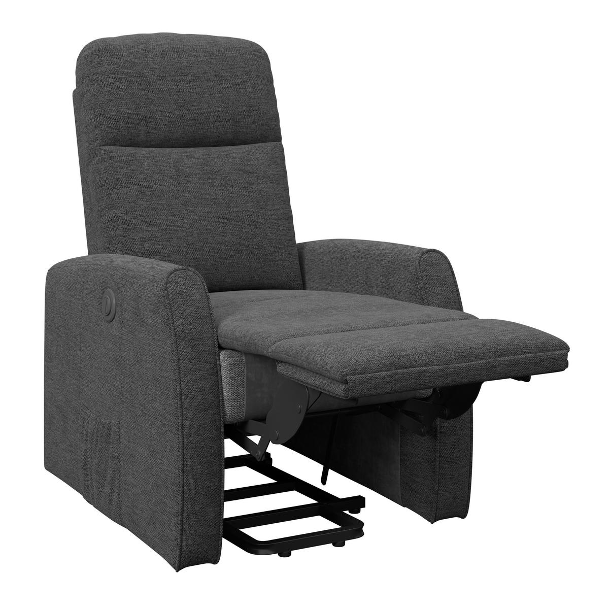 Tv Fotelj Athen, Temno Siva, Pomoč Pri Vstajanju - temno siva, Moderno, kovina/tekstil (67.5/107/88.5cm)