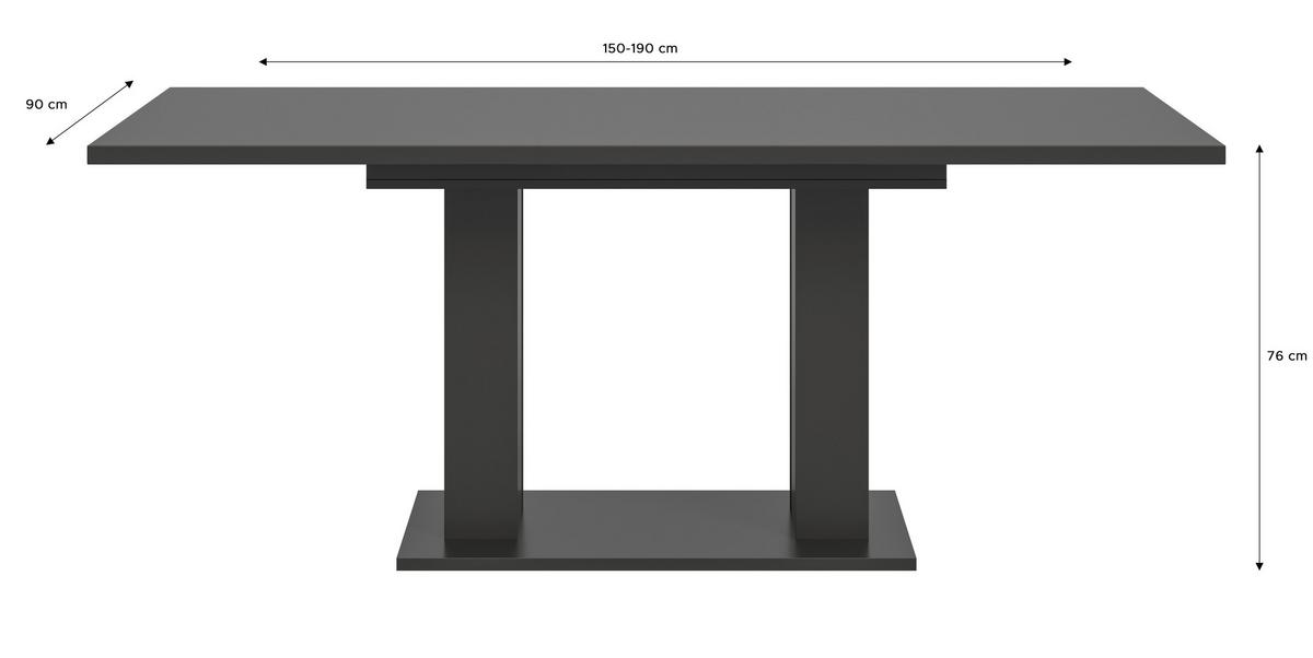 Ausziehtisch Marlon ca. 150x190 cm Grau/Eiche - Grau, KONVENTIONELL, Holzwerkstoff (150-190/90/76cm)