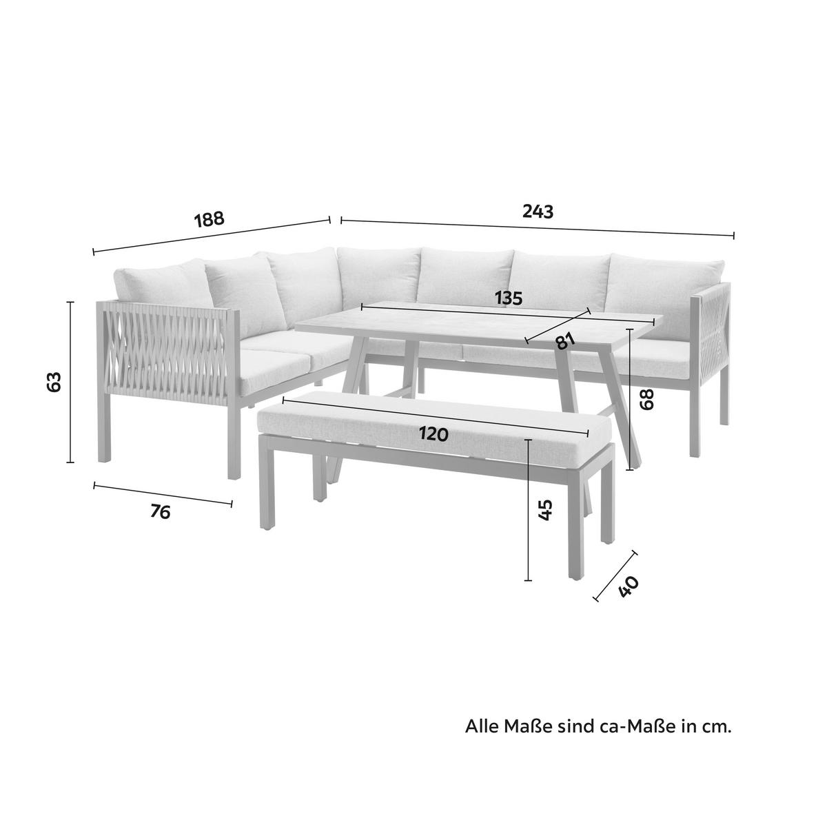 Lounge Garnitura Laurenz - temno siva/siva, Moderno, kovina/umetna masa (135/81/68cm) - Mömax