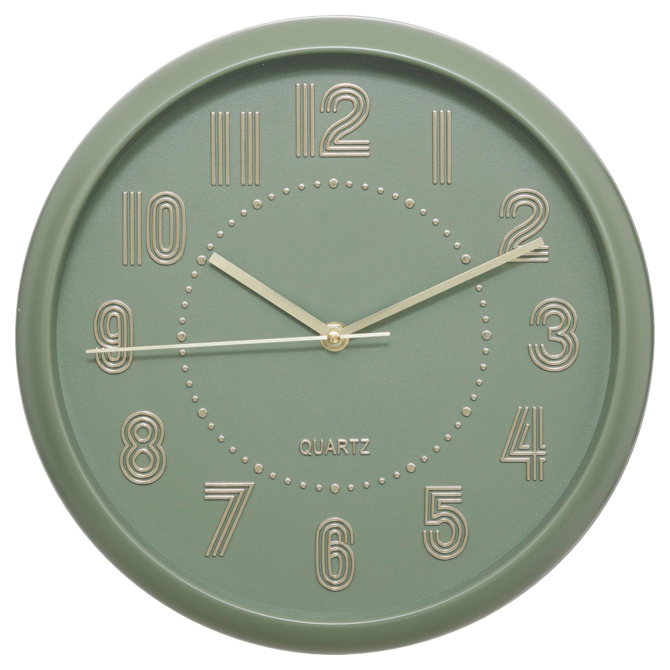 Wanduhr Calmo Olivgrün - Olivgrün, Glas/Kunststoff (30,5/4,3cm) - Mömax