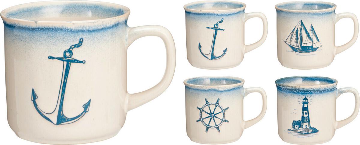 Kávésbögre Sea - kék/fehér, Trend, kerámia (7,5/8cm)