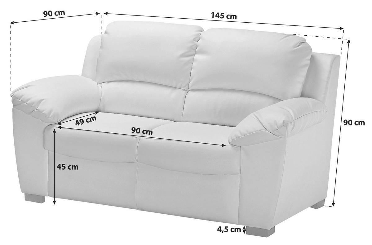 Zweisitzer-Sofa "Danilo" , beige - Beige/Schwarz, KONVENTIONELL, Kunststoff/Textil (145/90/90cm) - MID.YOU