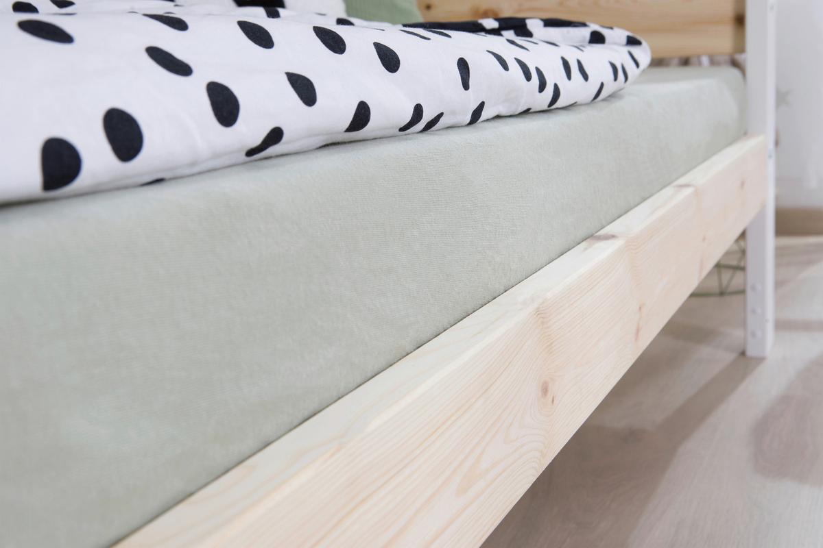 Bodenbett Holz Fußball ca. 90x200 cm Weiß/Kiefer - Naturfarben/Weiß, MODERN, Holz (90/200cm) - MID.YOU