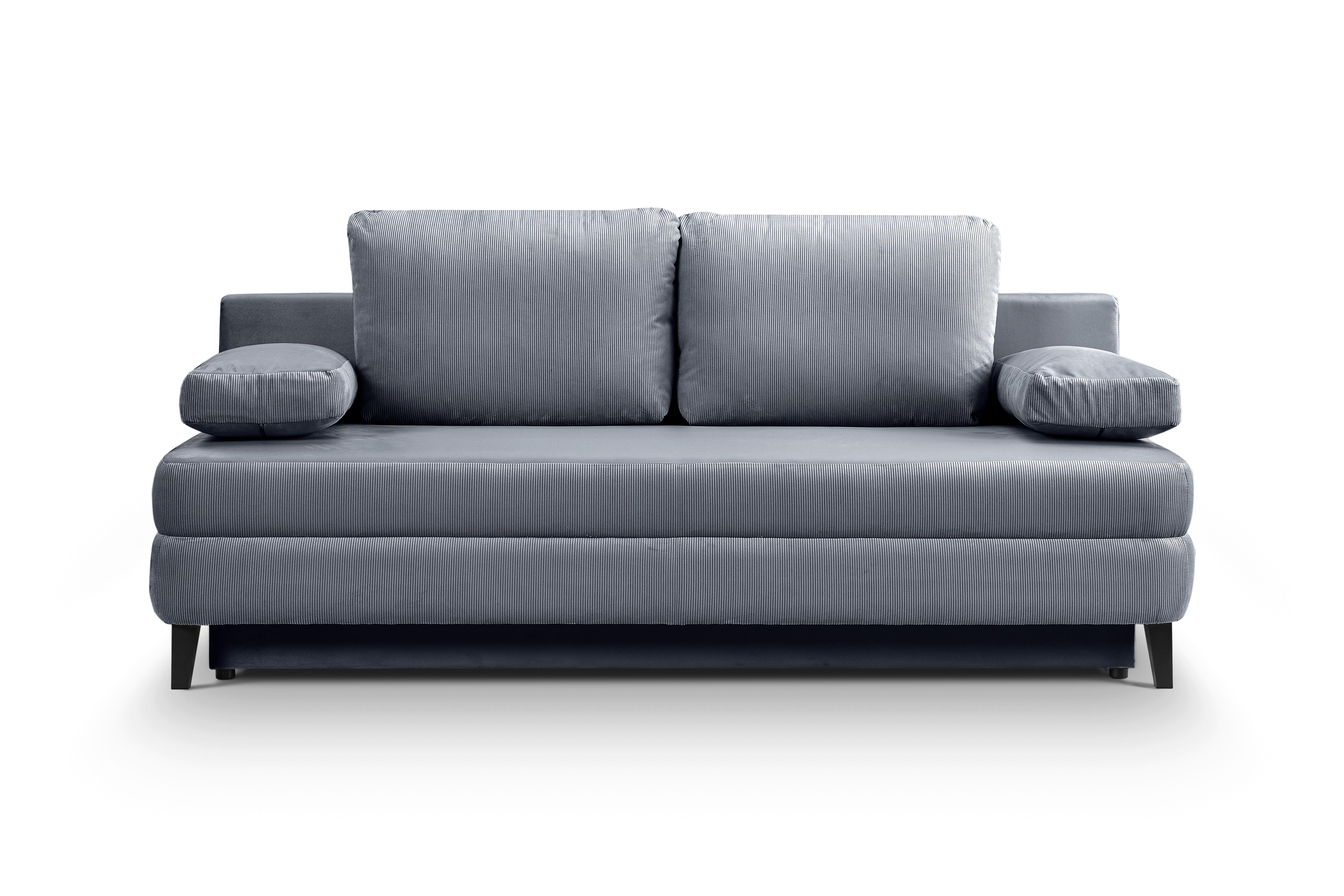 Schlafsofa Sorto Blaugrau - Blaugrau/Schwarz, Basics, Holz/Textil (200/91/100cm) - MID.YOU