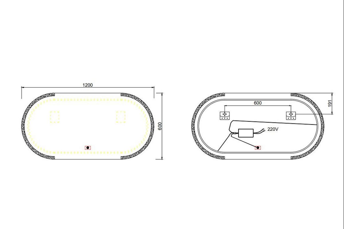 Oglindă iluminată SPR222 - Modern (120/60/2,9cm)