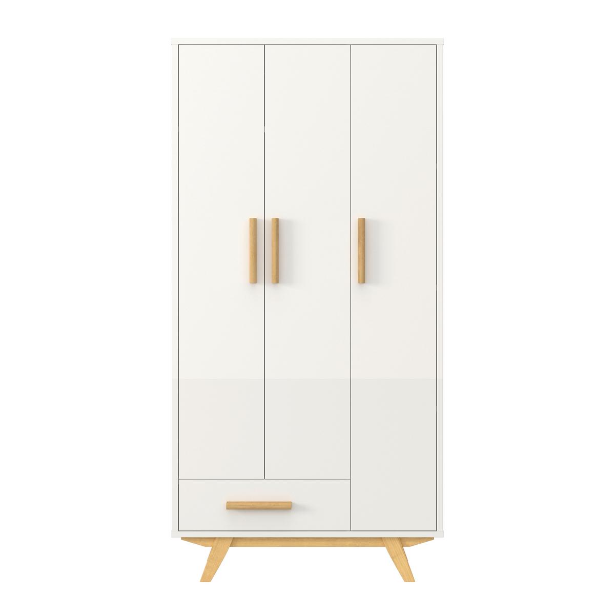 Drehtürenschrank Milan Weiß ca. 90x180x40 cm - Ecru/Weiss, Modern, Holz/Holzwerkstoff (90/180/40cm) - Bessagi Home