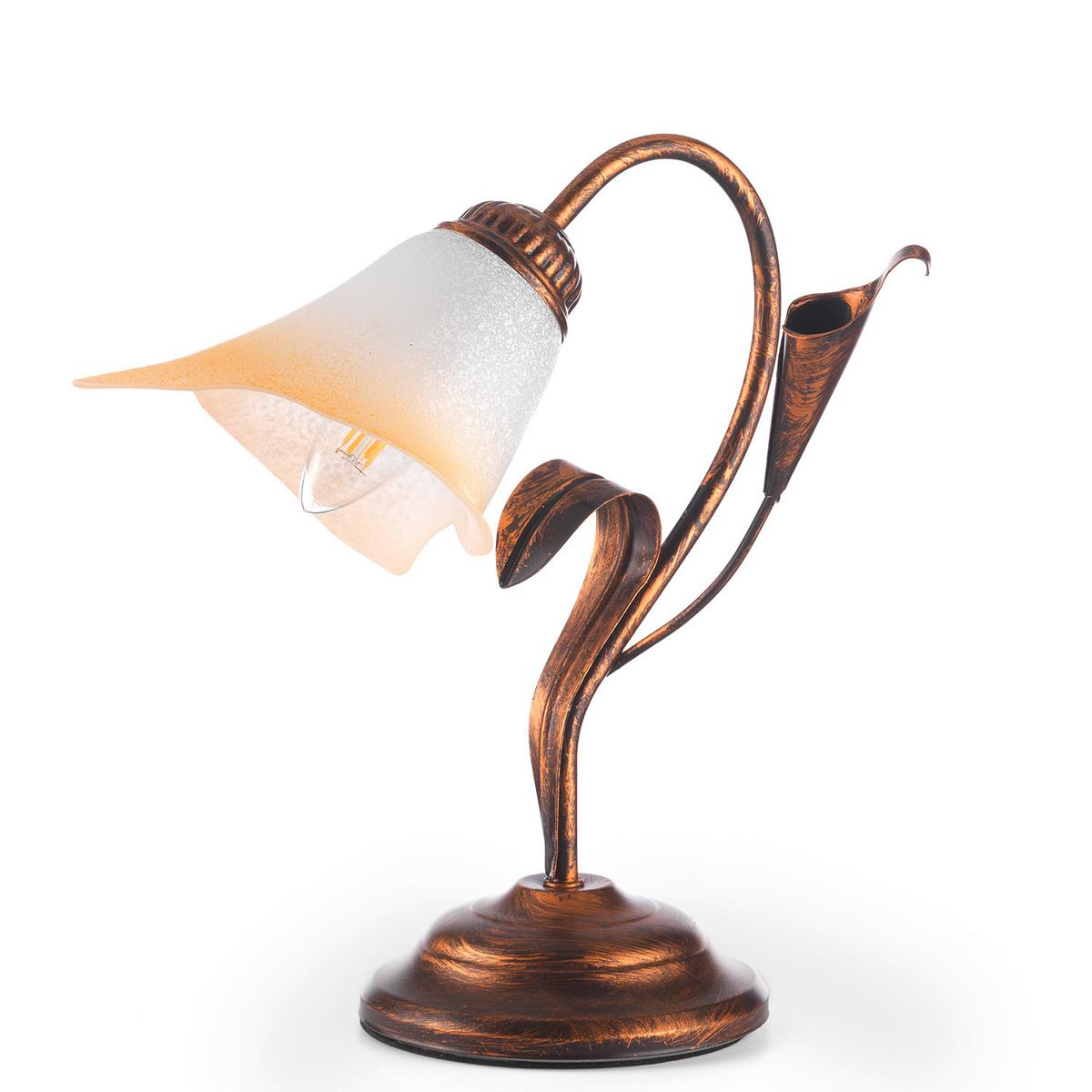 Tischleuchte Lucrezia Bronzo Weiß max. 6 Watt - Bronzefarben/Weiß, Natur, Metall (25/31cm)
