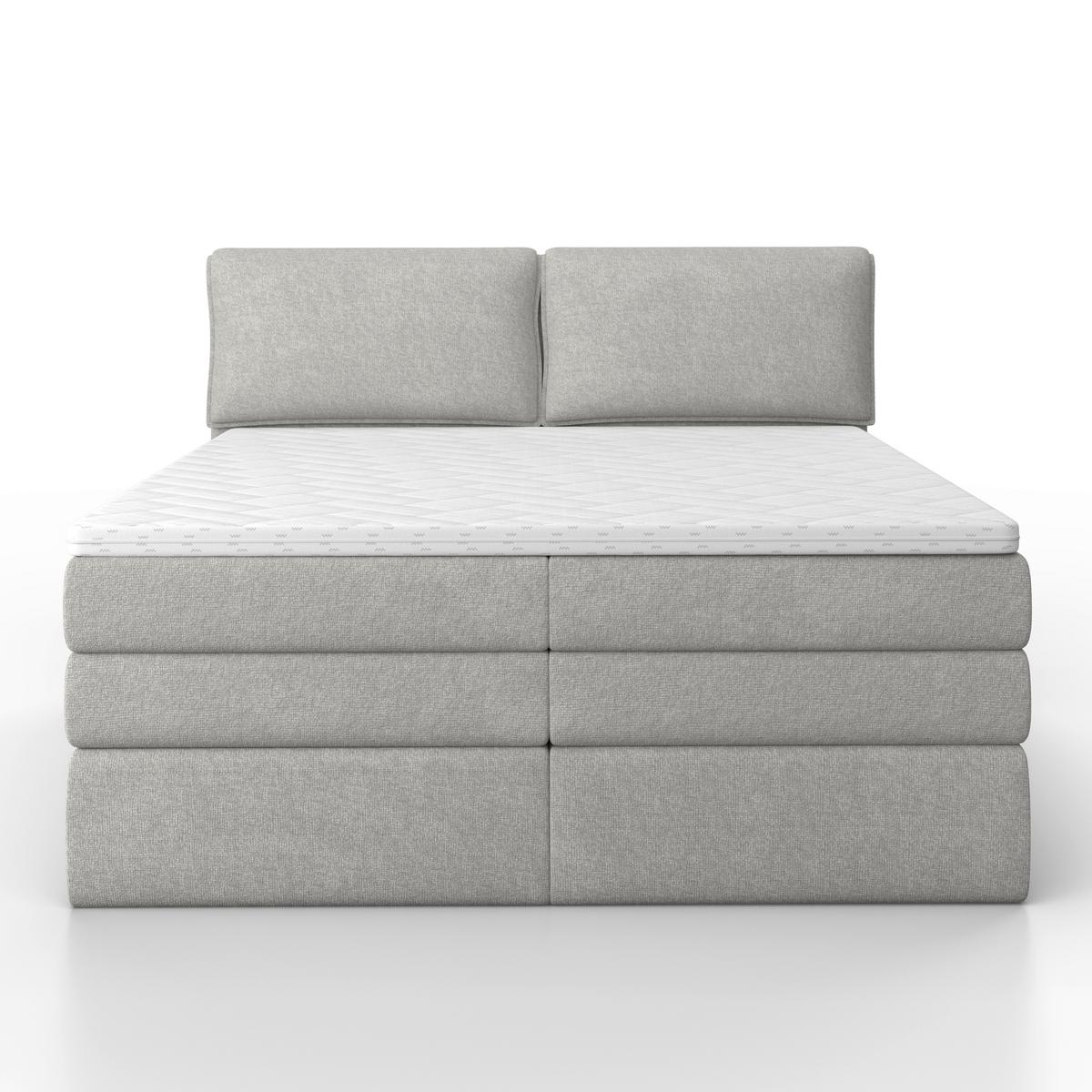 Boxspringbett Mosamo ca. 180x200 cm Hellgrau mit Topper - Hellgrau/Schwarz, Modern, Holz/Holzwerkstoff (180/200cm) - Bessagi Home