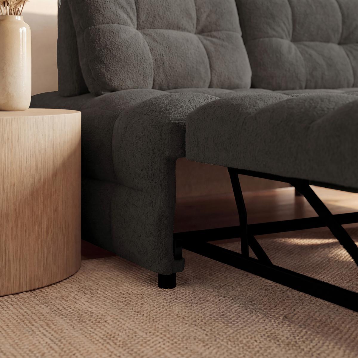 Schlafsofa Liara Webstoff Dunkelgrau - Dunkelgrau/Schwarz, MODERN, Holz/Textil (137/87/110cm) - Bessagi Home