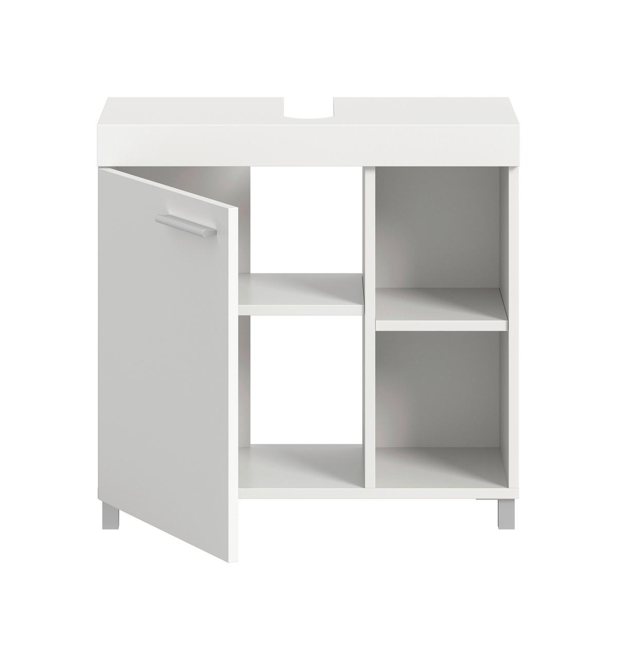 Waschbeckenunterschrank NOAH Weiß - Silberfarben/Weiß, Trend, Holzwerkstoff/Kunststoff (65/63/31cm) - MID.YOU