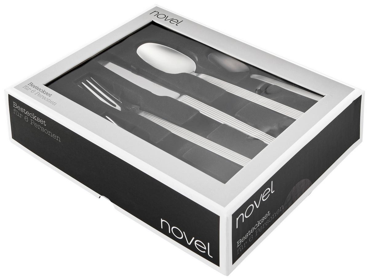 ZESTAW SZTUĆCÓW LINES - kolor stalowy, Konventionell, metal - Novel