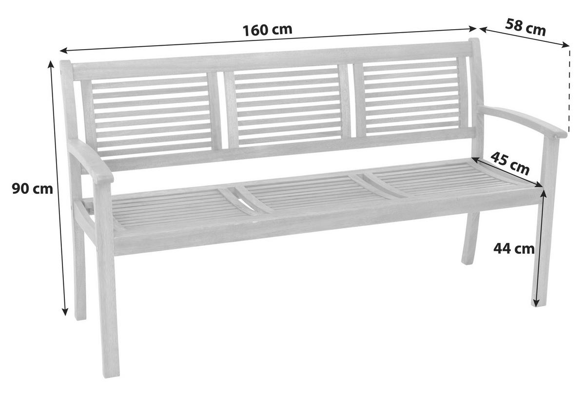 Gartenbank Cordoba aus Eukalyptus Natur - Naturfarben, Basics, Holz (160/90/58cm) - Gardenson