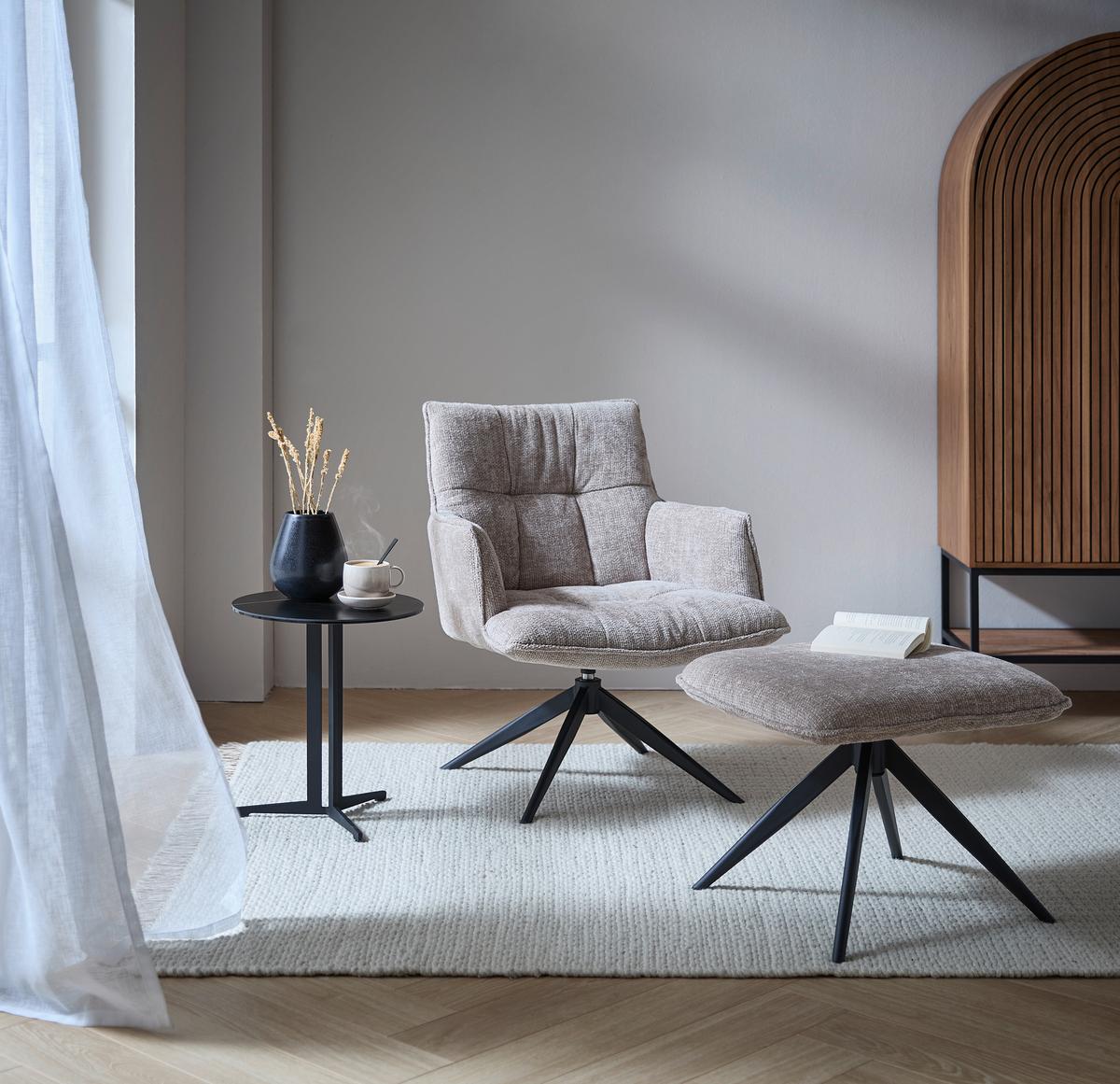 ZESTAW FOTELI OSAKA 2.0 -EXKLUSIV- - beżowy/czarny, Design, metal/tkanina (70/84/75cm) - Novel