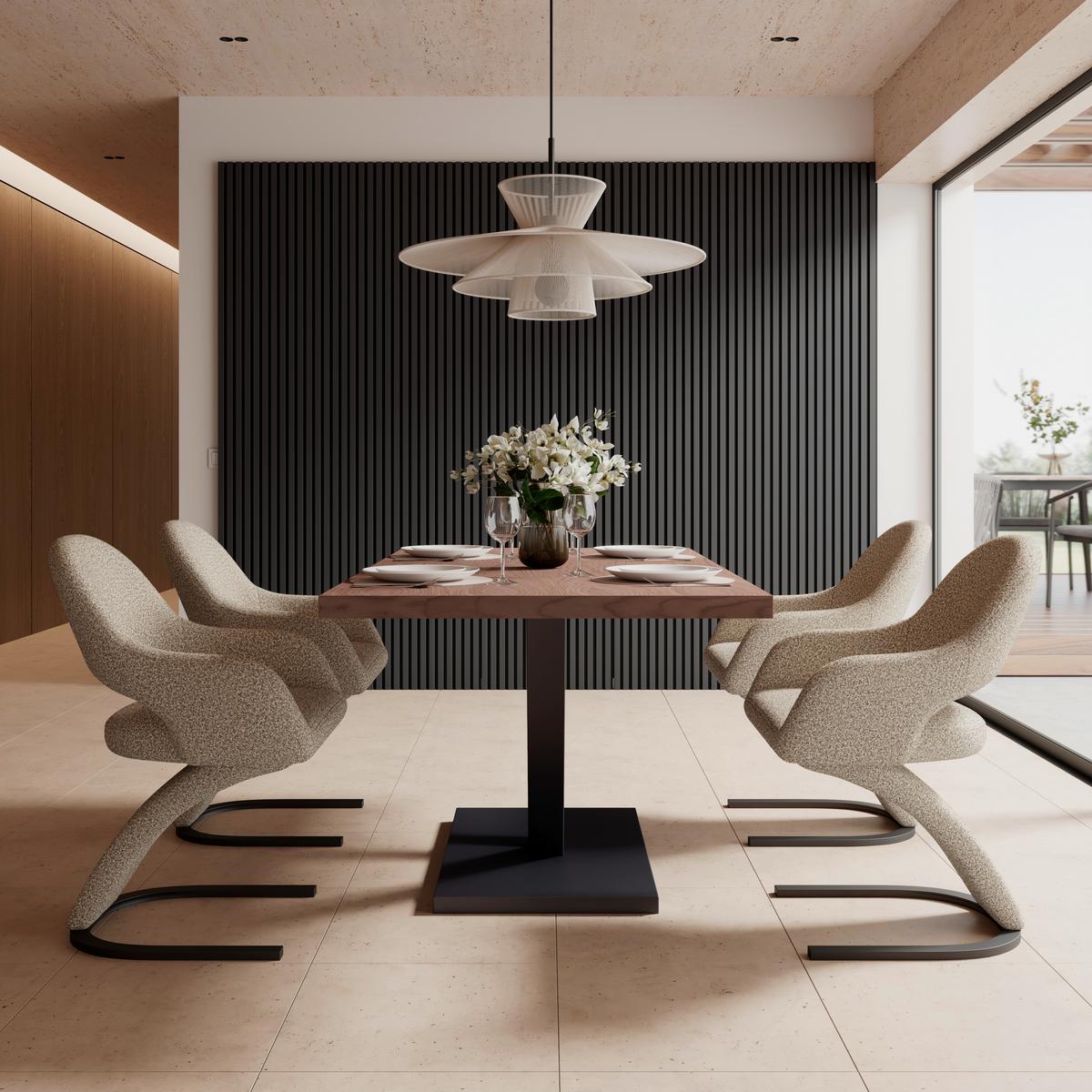 Armlehnstuhl Aria Braun Bouclé Gepolstert - Schwarz/Braun, MODERN, Holz/Textil (54/82cm) - Bessagi Home