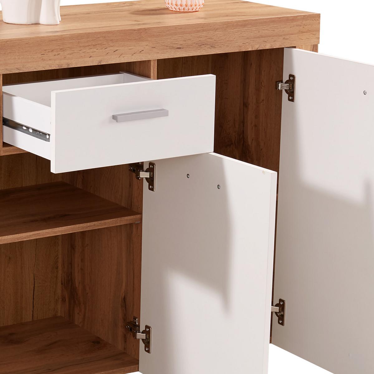 Comodă Focus - alb/culoare lemn stejar, Modern, material pe bază de lemn (133,9/79/39cm) - Modern Living