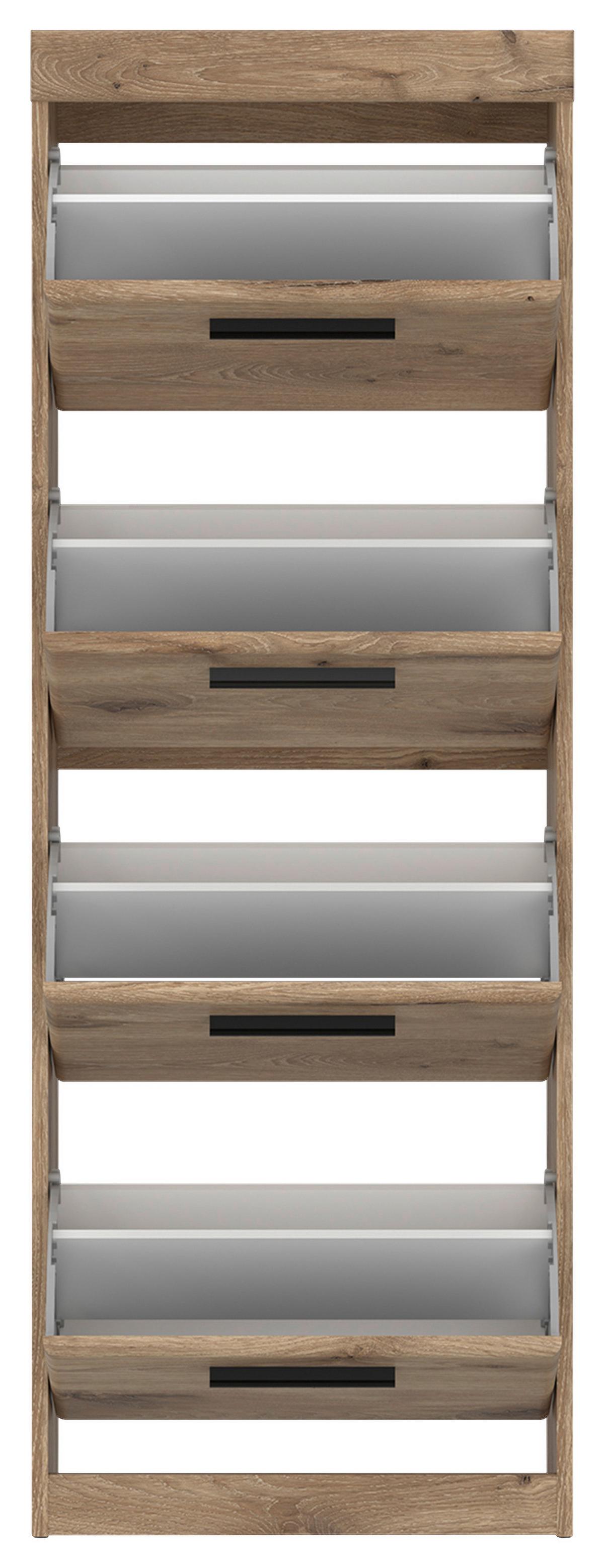 Dulap pentru pantofi GRANO - culoare lemn stejar/gri, Trend, material pe bază de lemn (53,9/149,7/30,4cm) - Modern Living
