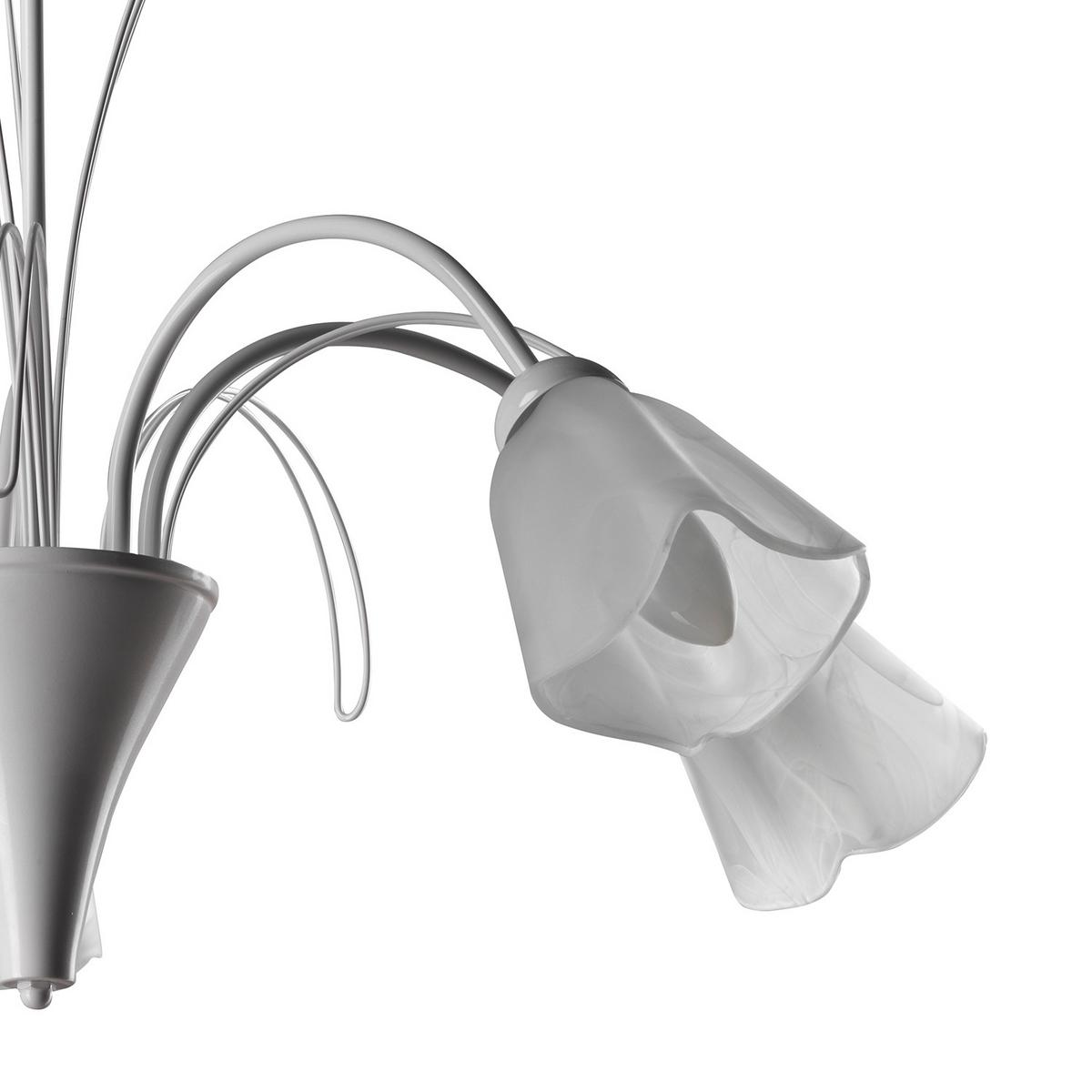 Kronleuchter Antron Weiß max. 6 Watt - Weiß, KONVENTIONELL, Glas/Metall (70/100cm)