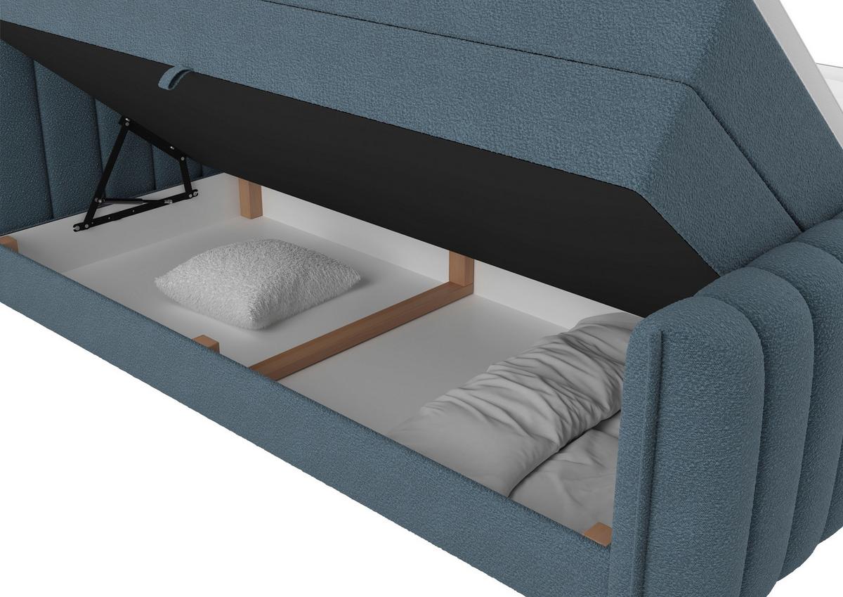PAT BOXSPRING LINA - albastru, Konventionell, plastic/lemn (200/200cm) - Premium Living