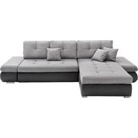Wohnlandschaft in Grau mit Bettfunktion - Schwarz/Grau, MODERN, Textil (303/185cm) - Based