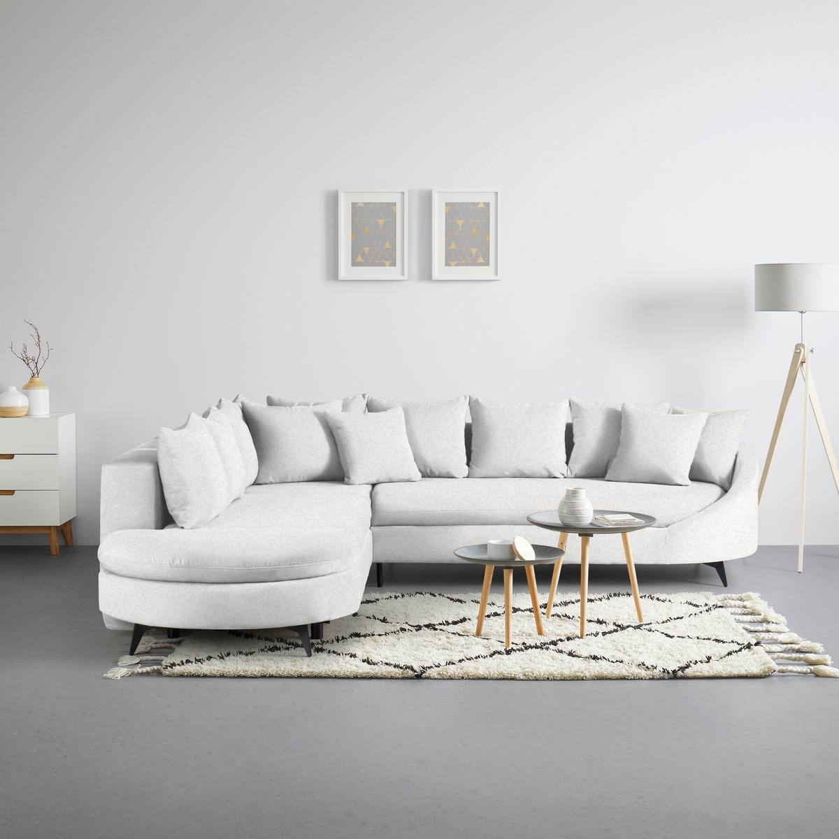 Ecksofa Axel Creme - Creme/Schwarz, MODERN, Textil/Metall (250/87/291cm) - Mömax