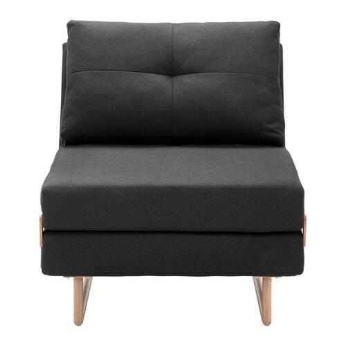 Zofa Malic, Temno Siva, Ležišče - temno siva/barve hrasta, Moderno, kovina/tekstil (80/84/90cm) - Bessagi Home