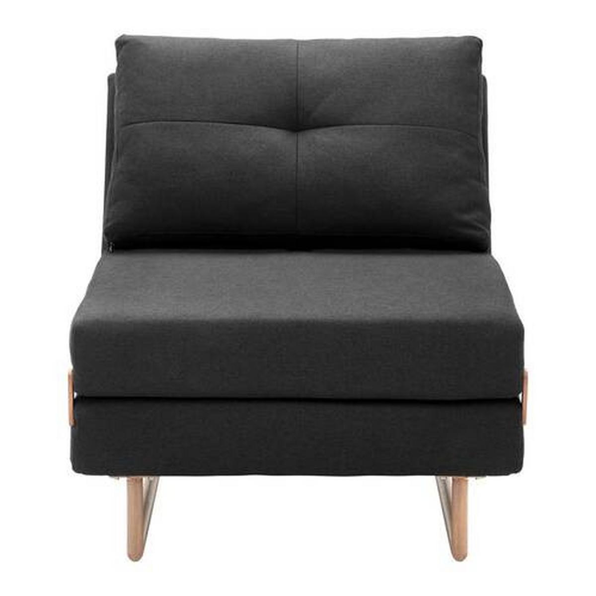 Schlafsessel dunkelgrau, "Malic" - Dunkelgrau/Eichefarben, Modern, Textil/Metall (80/84/90cm) - Bessagi Home