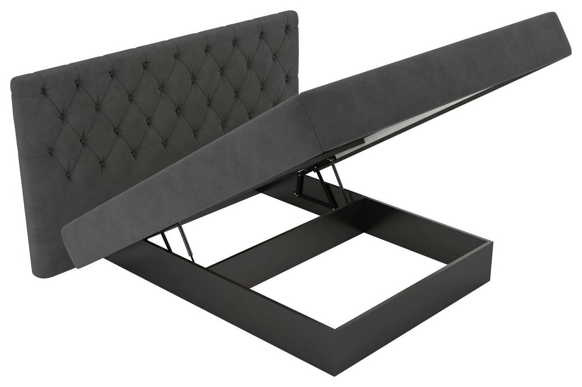 Polsterbett Pedro D Schwarz ca. 140x200cm - Schwarz, MODERN, Holz/Holzwerkstoff (140/200cm) - Mömax