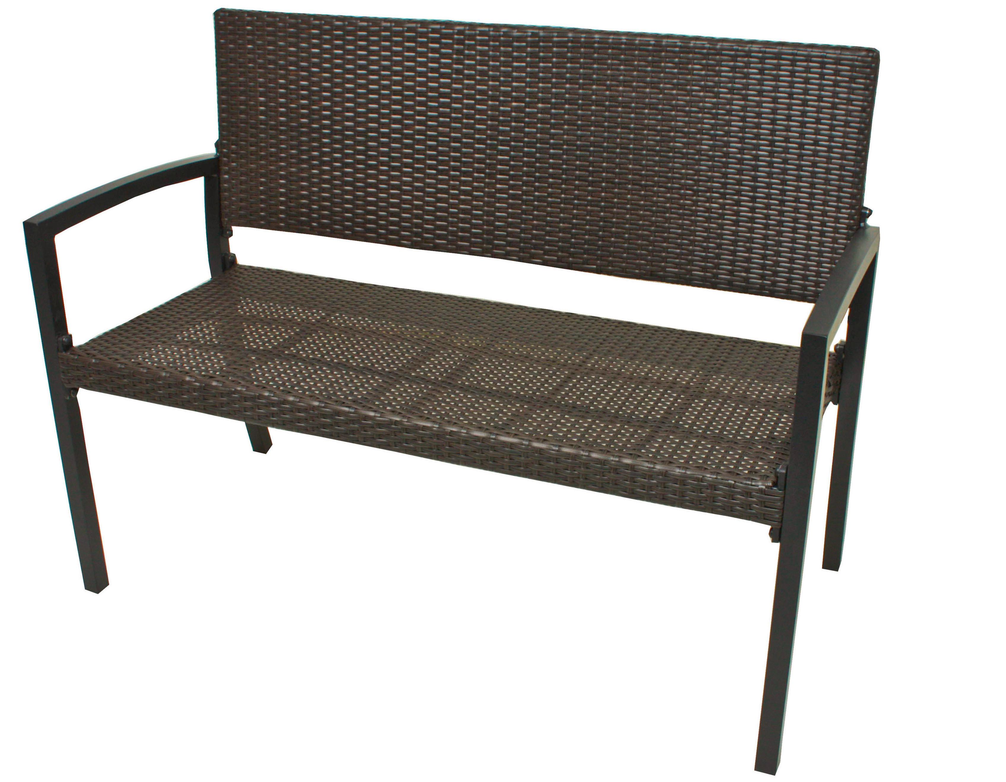 Sitzbank mit Lehne Braun/ Schwarz L: 116 cm - Schwarz/Braun, Basics, Kunststoff/Metall (116/60/87cm) - Gardenson