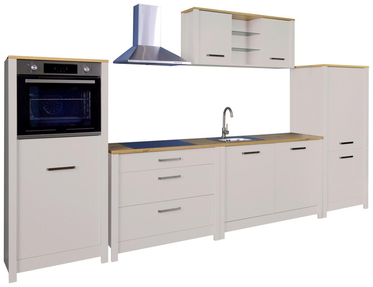 Küchenleerblock Bundle o. Geräte Kaschmir - Kaschmir/Silberfarben, MODERN, Glas/Holzwerkstoff (370cm) - home24