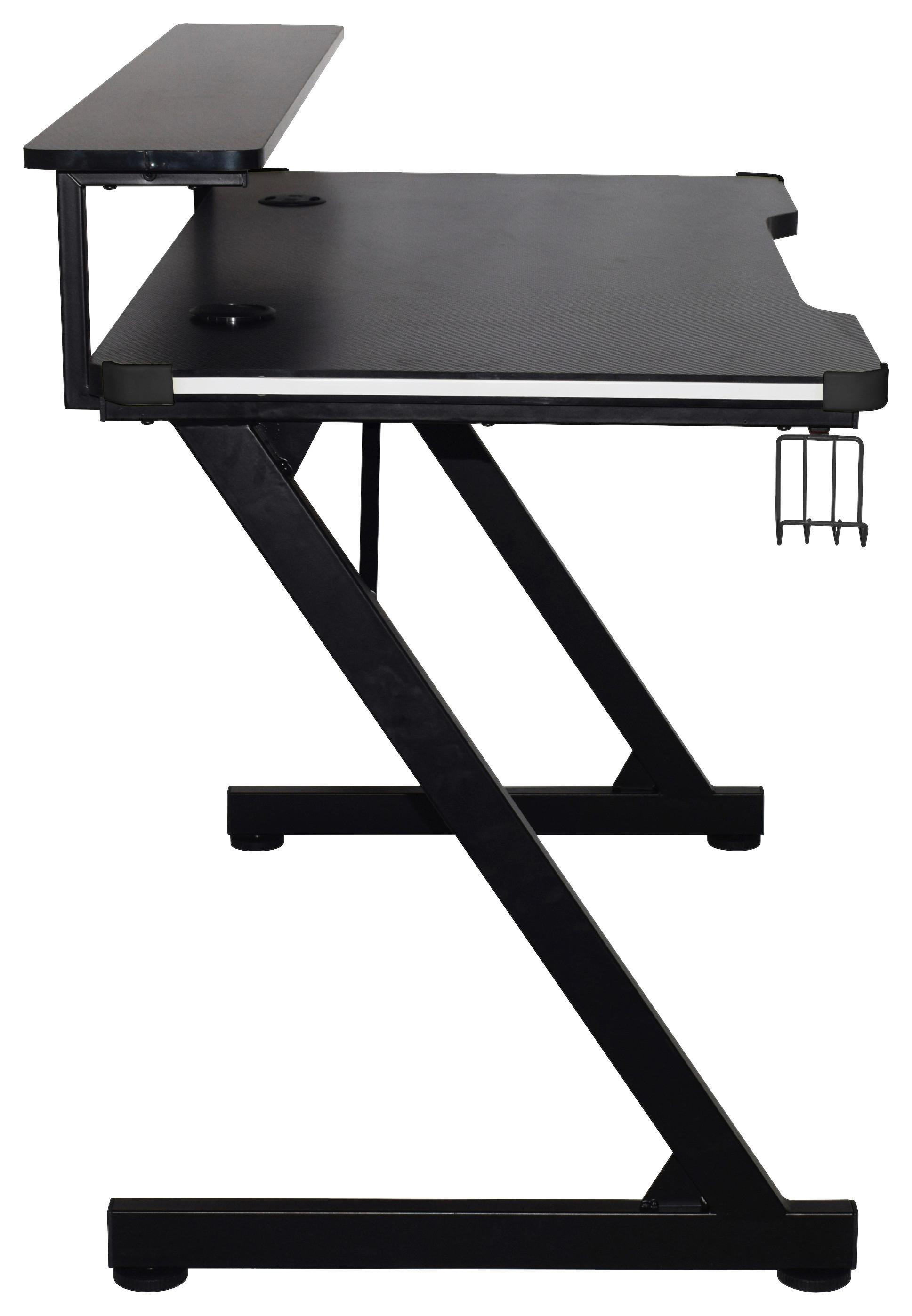 Gaming Miza Black, Črna, 120x64 - črna, Moderno, kovina/leseni material (120/75/64cm)