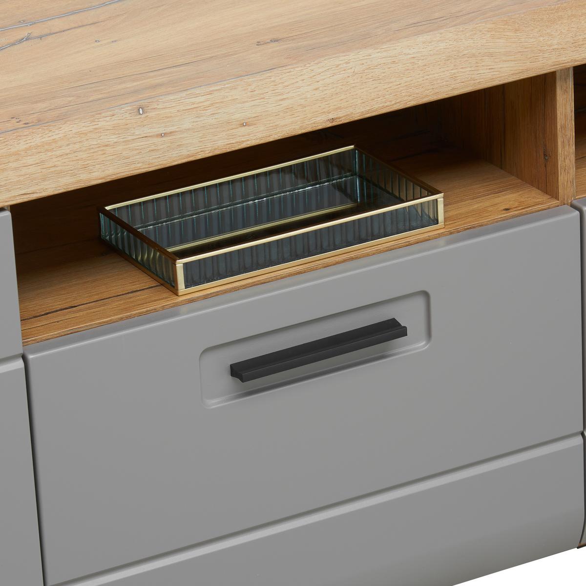 Tv-element Auris, Barva Hrasta, Siva - siva, Moderno, umetna masa/leseni material (190/50/50cm) - Mömax