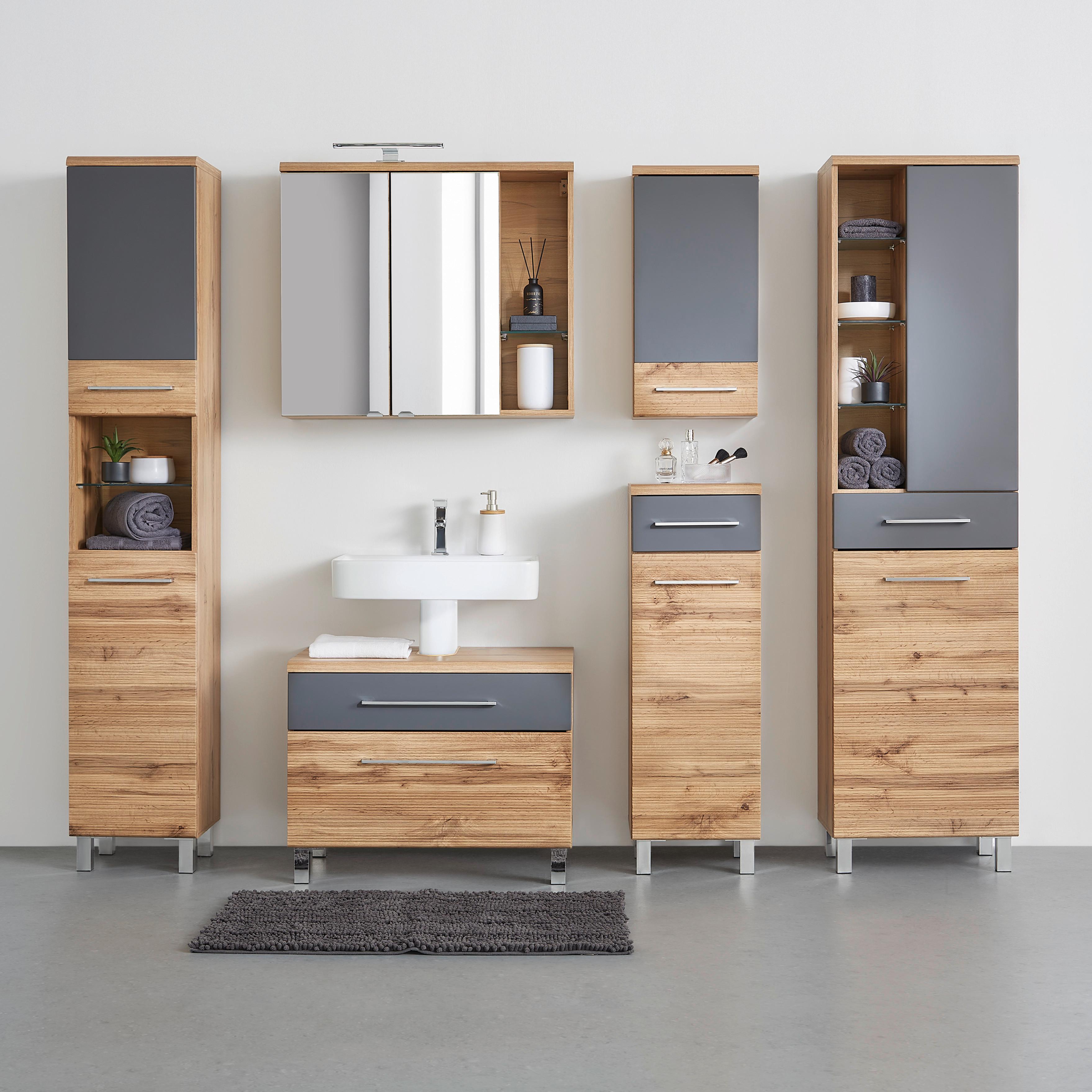 HÖGSKÅP FLOAT -EXKLUSIV- - kromfärg/antracit, Modern, metall/trämaterial (35/194/33cm) - Premium Living