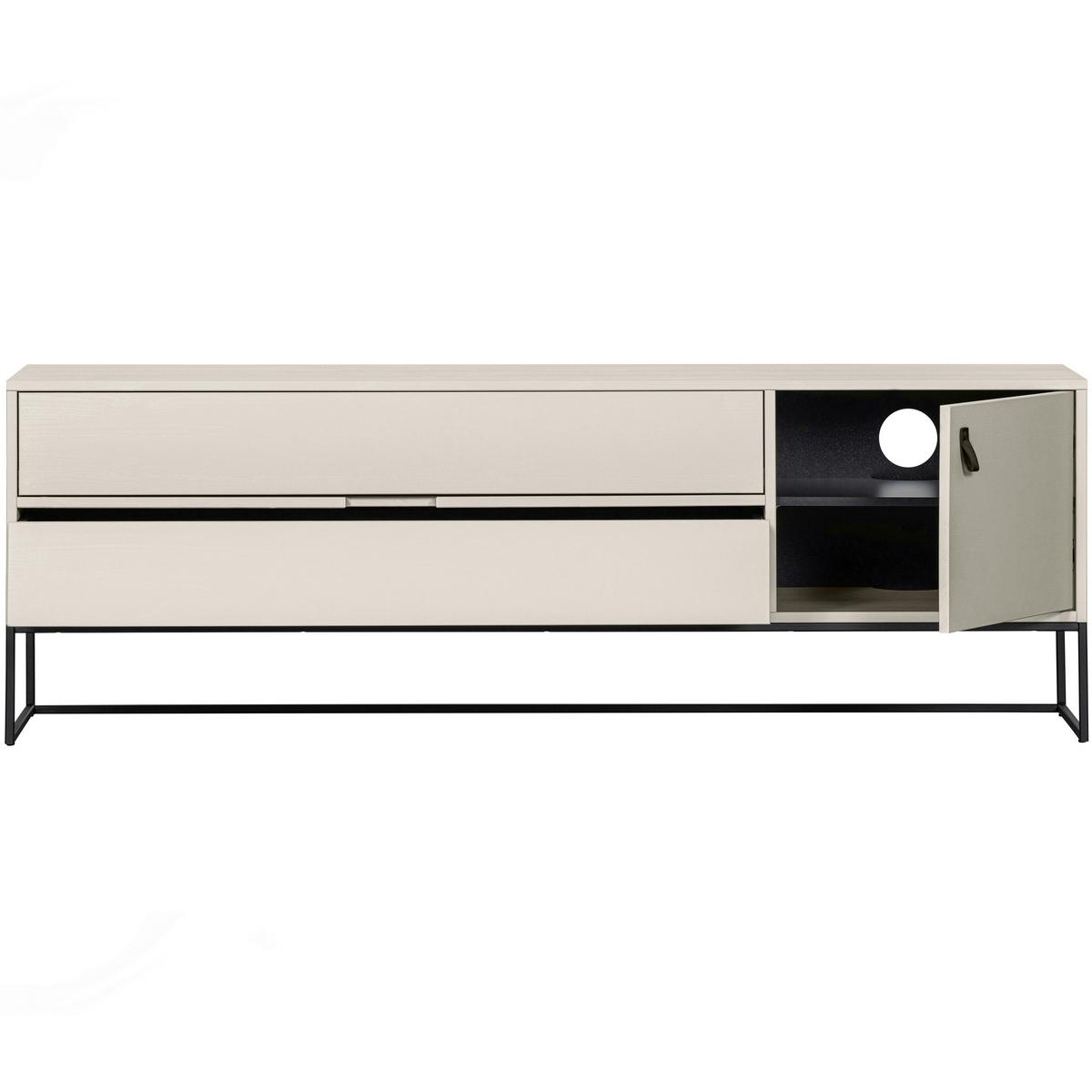 Lowboard Silas Grau B: 180cm - Schwarz/Grau, Design, Leder/Holz (180/61/44cm) - Livetastic