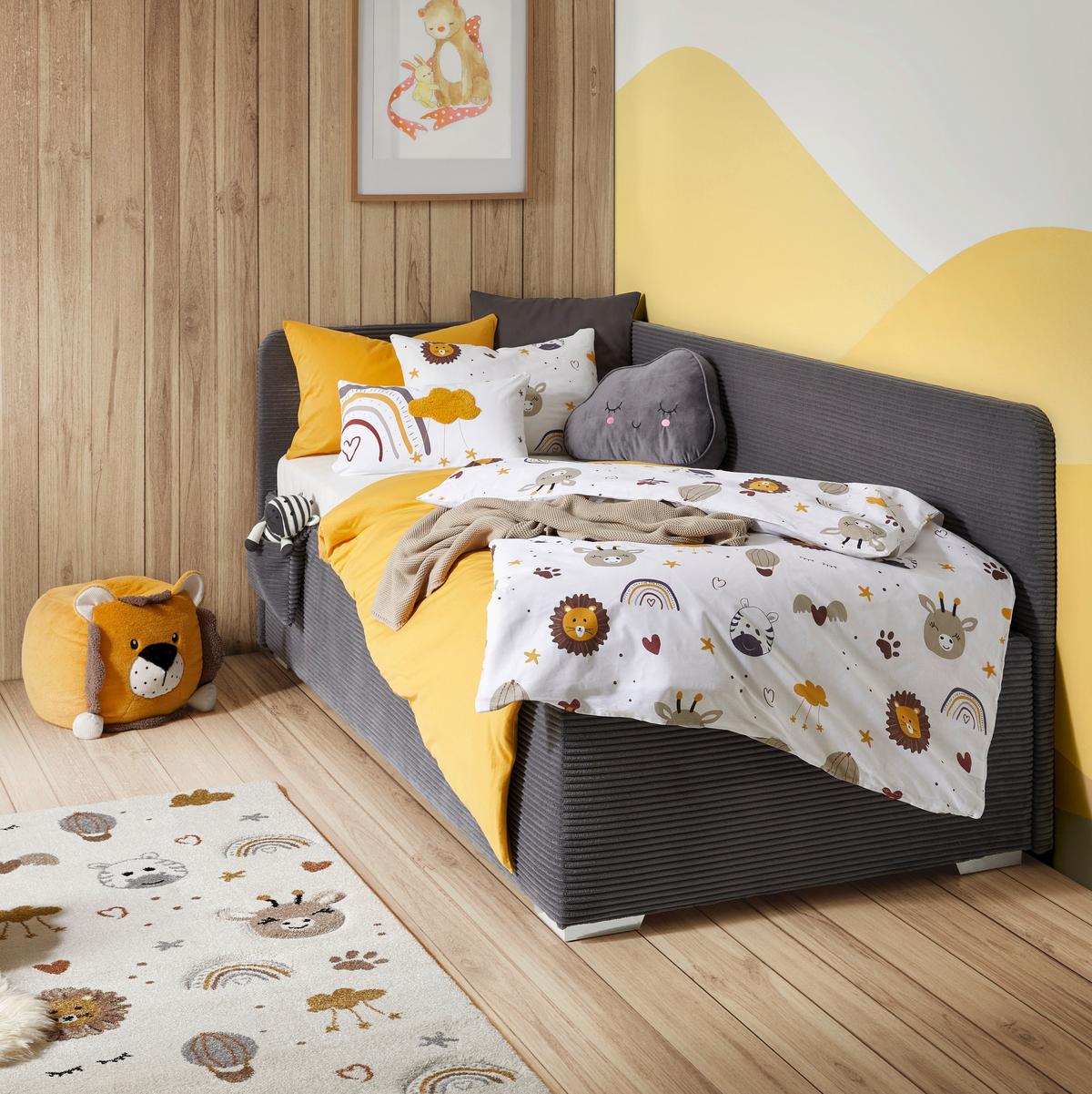 Bett Remi Grau ca. 90x200cm - Chromfarben/Naturfarben, KONVENTIONELL, Holz/Kunststoff (90/200cm) - Mömax
