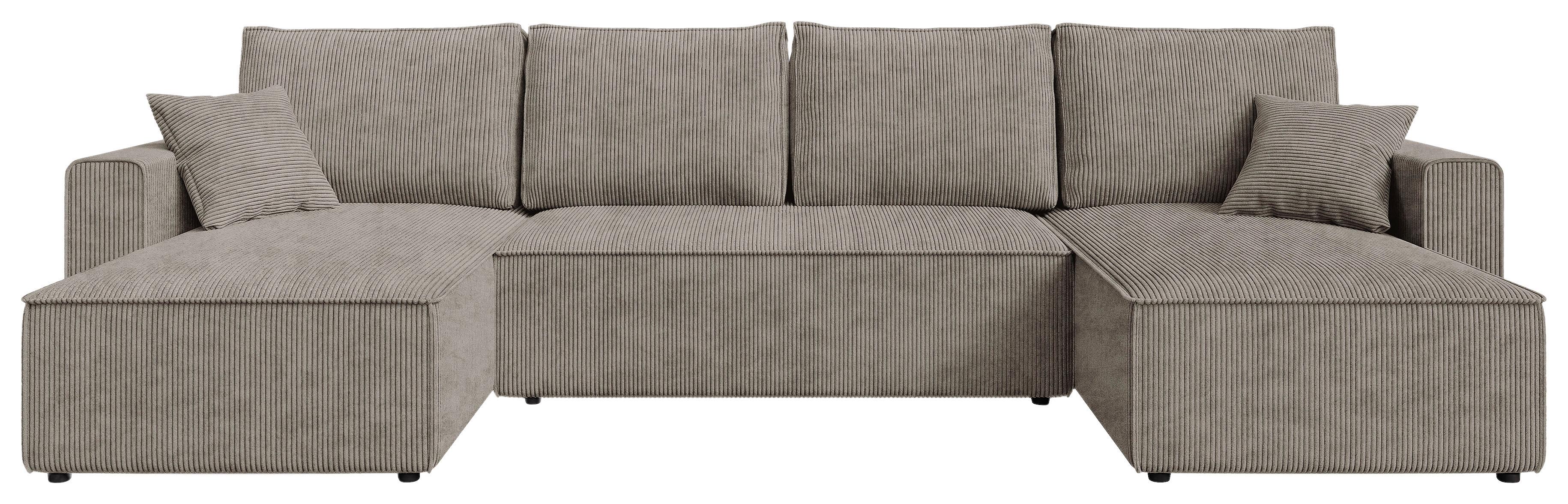 DUŻY NAROŻNIK AMBRO U - czarny/taupe, Konventionell, tworzywo sztuczne/tkanina (140/305/140cm) - Carryhome