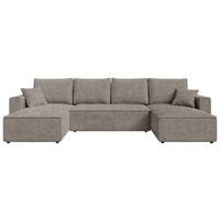 DUŻY NAROŻNIK AMBRO U - czarny/taupe, Konventionell, tworzywo sztuczne/tkanina (140/305/140cm) - Carryhome