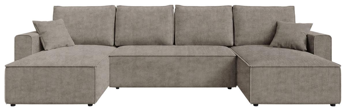 DUŻY NAROŻNIK AMBRO U - czarny/taupe, Konventionell, tworzywo sztuczne/tkanina (140/305/140cm) - Carryhome