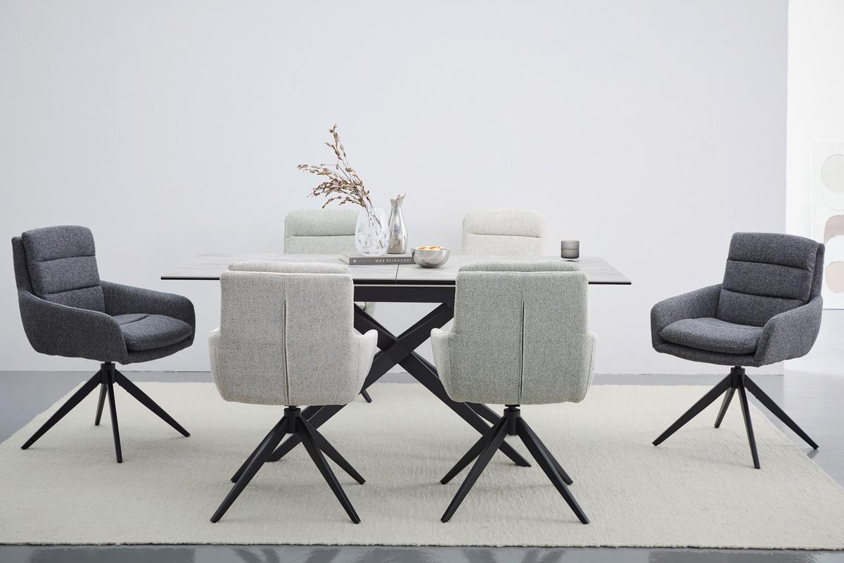 KRZESŁO Z PODŁOKIETNIKAMI LEIA -EXKLUSIV- - antracytowy/czarny, Design, metal/tkanina (60/89/69cm) - Novel