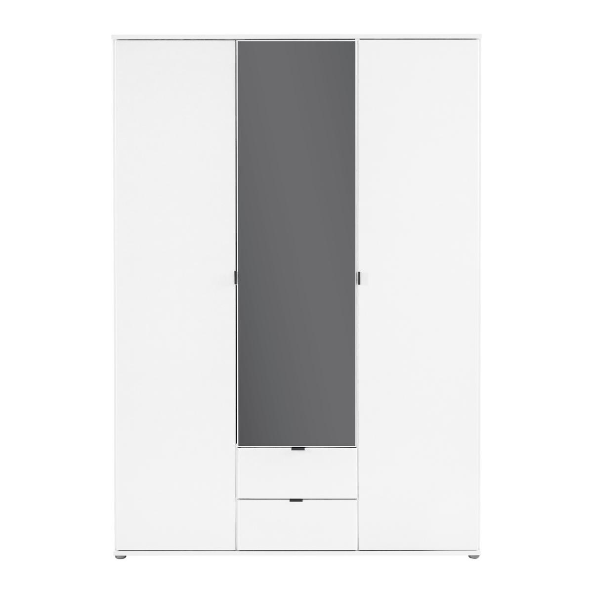 Drehtürenschrank Avila Weiß - Weiss/Grau, Konventionell, Glas/Holzwerkstoff (136/194/53cm) - Mömax