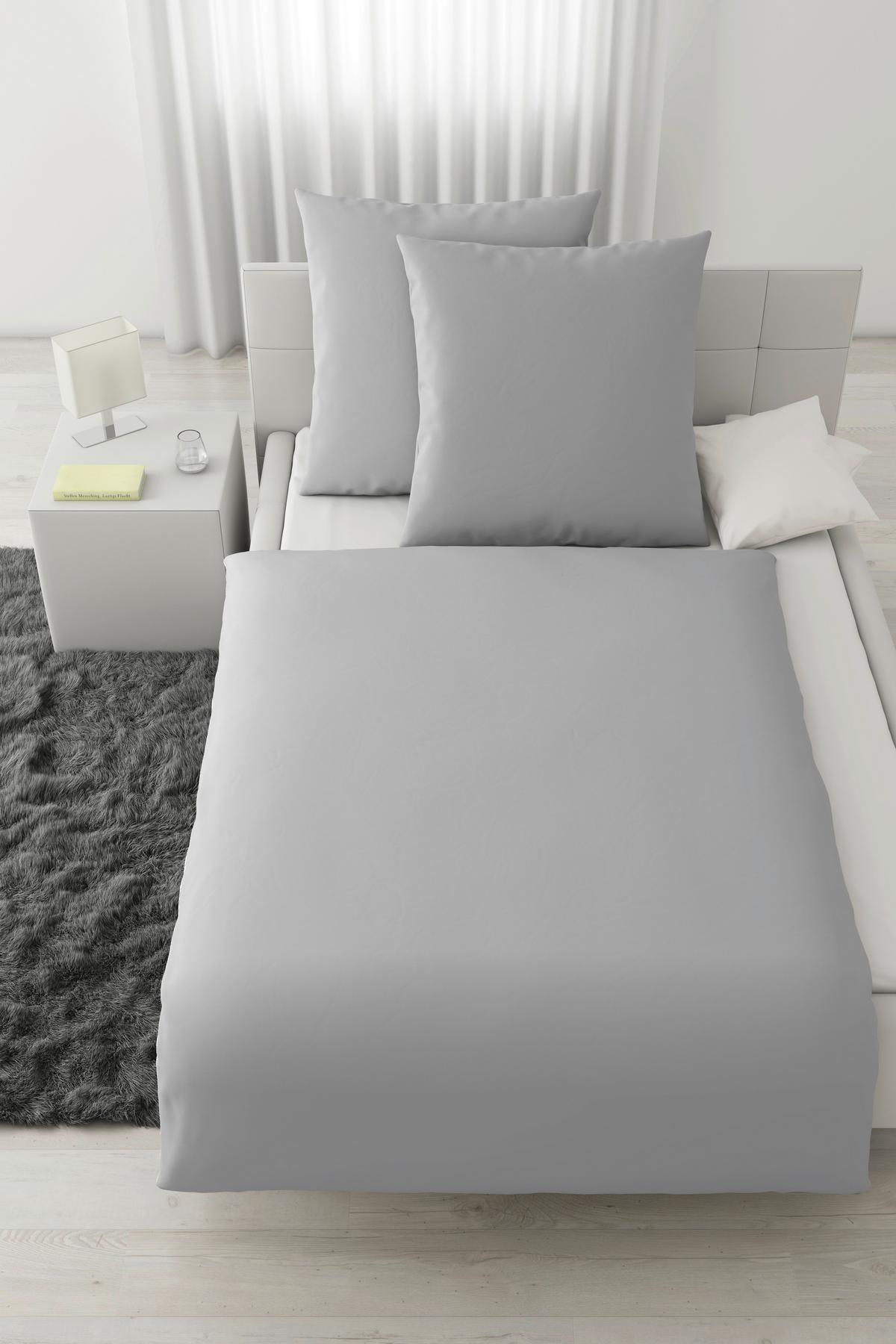 Bettwäsche Stone Washed Uni XXL Hellgrau ca. 200x200cm - Hellgrau, MODERN, Textil (200/200cm) - Modern Living