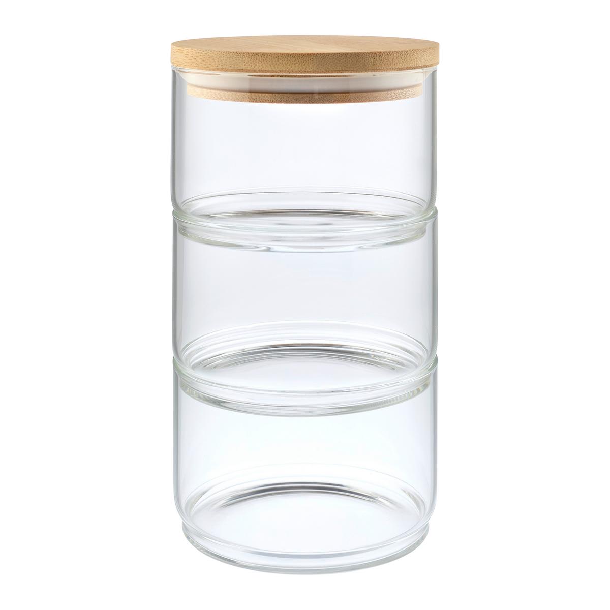 Vorratsdosenset Hedvig Naturfarben/Klar, 4-teilig - Klar/Naturfarben, MODERN, Glas/Holz - Mömax