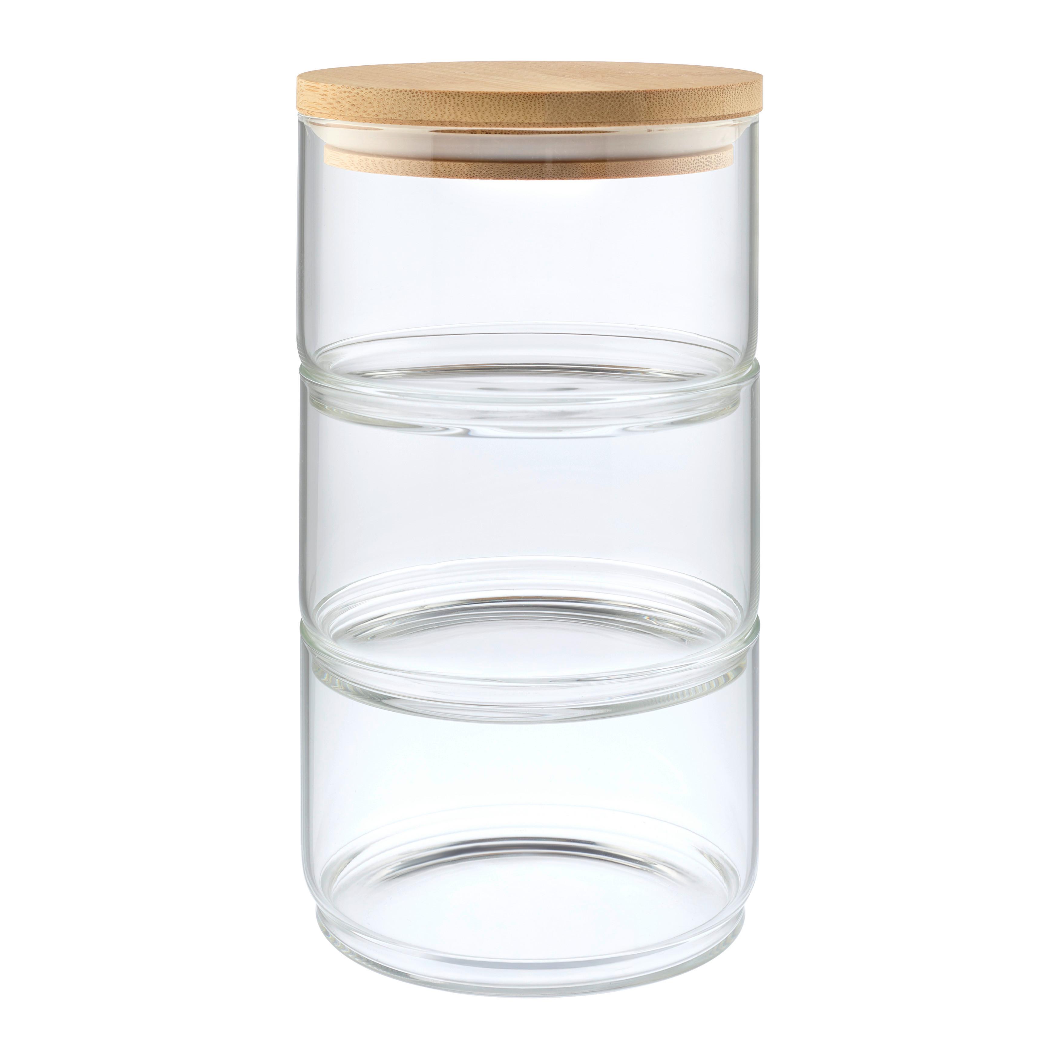 FÖRVARINGSBURKAR SET HEDVIG - vit/klar, Modern, trä/glas - Mömax