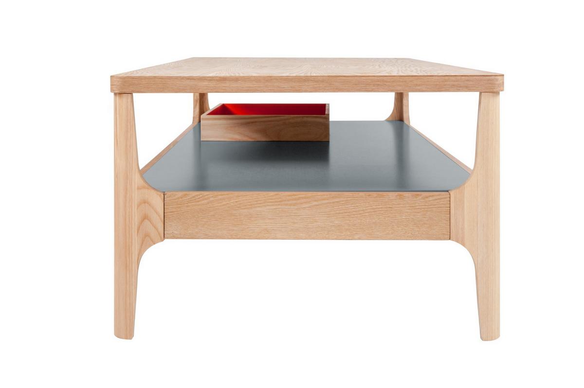 Couchtisch Avery I Esche / Grau - Eschefarben/Grau, Design, Holz (120/60/40cm) - Kayoom