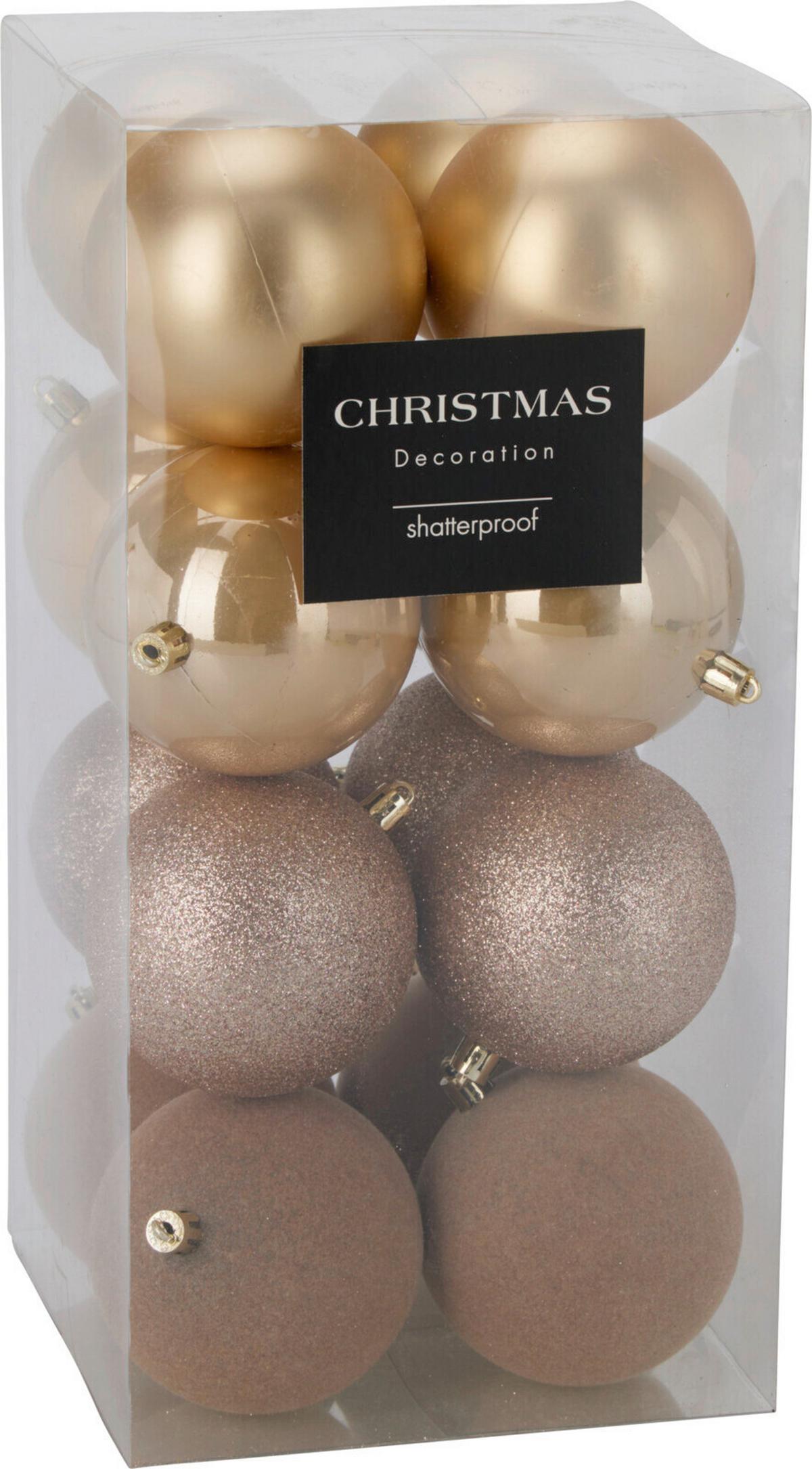 Karácsonyfagömbszett Xmas - aranyszínű, műanyag (6cm)
