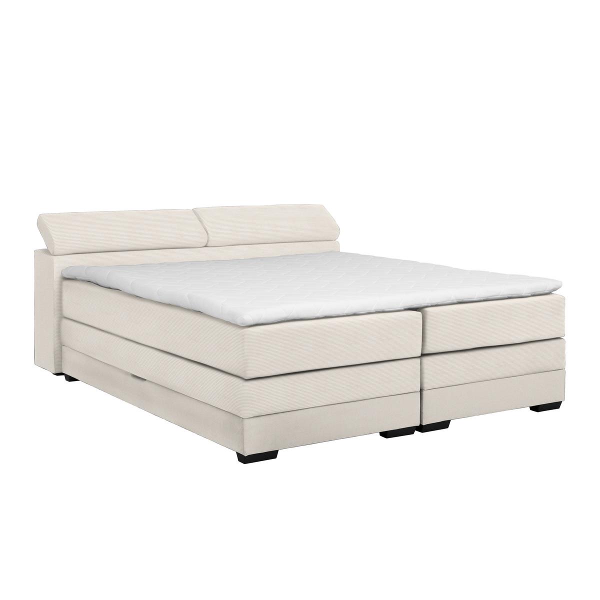 Boxspringbett Sevilla Beige ca. 140x200cm - Beige/Schwarz, KONVENTIONELL, Holz/Kunststoff (140/200cm) - Premium Living