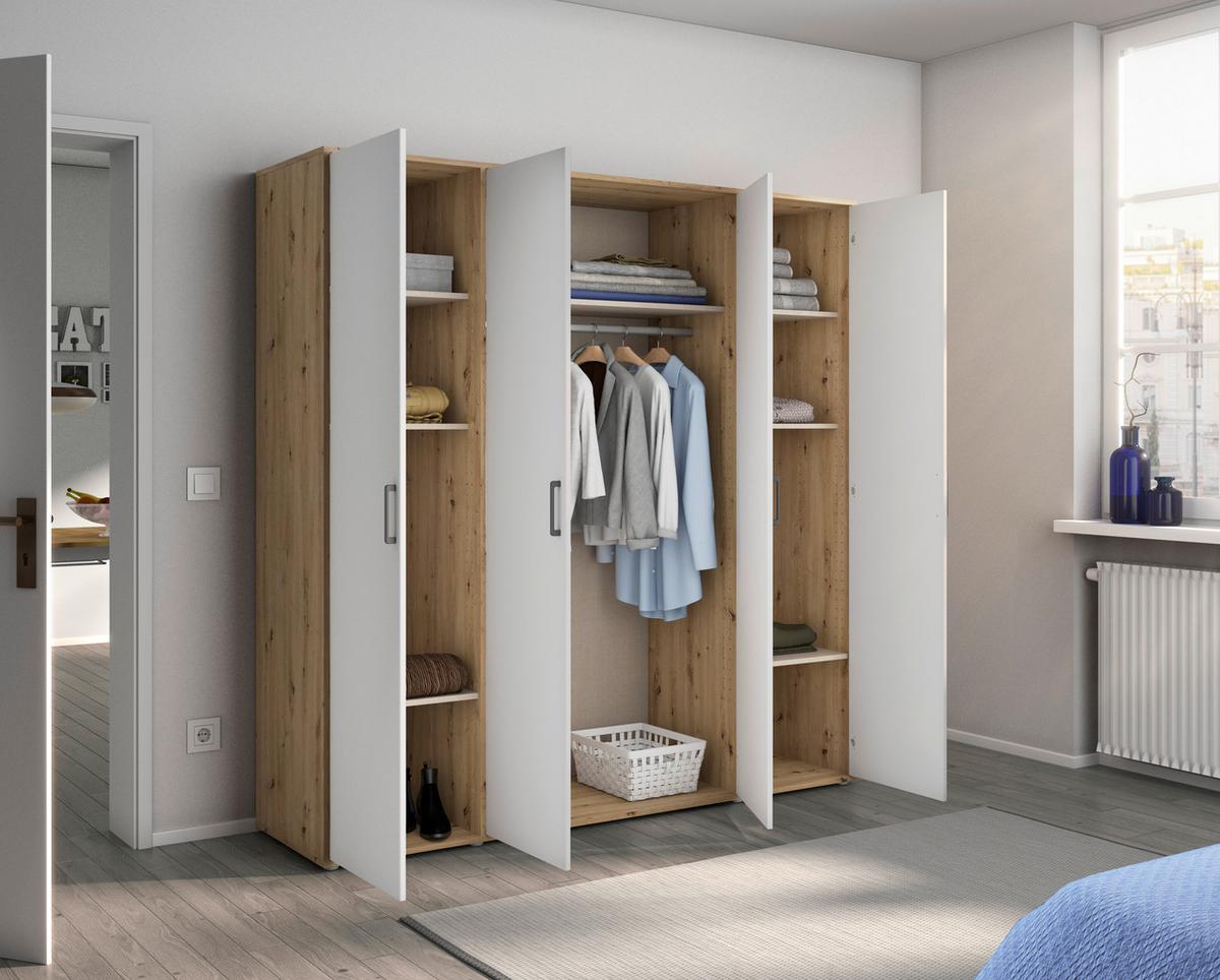 Ormar S Klasičnim Vratima Voyager - bijela/siva, Moderno, drvni materijal/plastika (187/194/53cm) - Modern Living