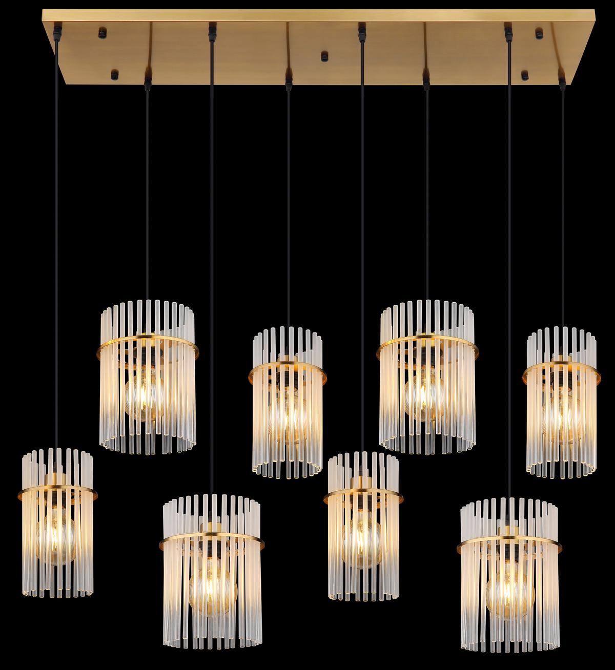 HÄNGELEUCHTE 15698-8HM GORLEY - Klar/Weiss, Trend, Glas/Kunststoff (110/38/125cm) - Globo