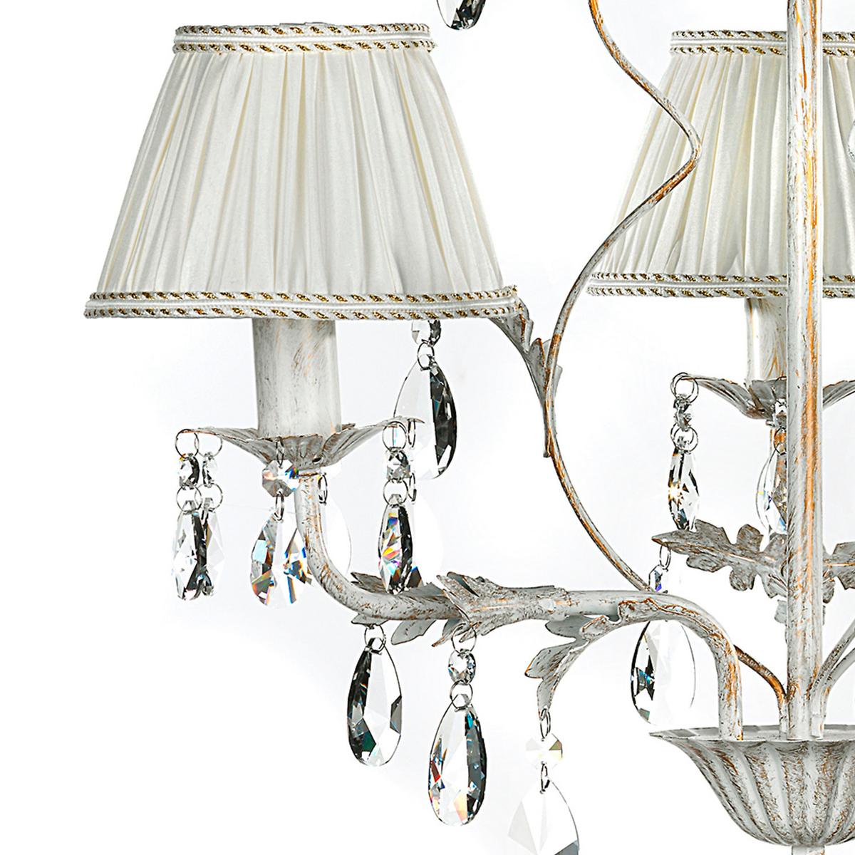 Kristall-Hängeleuchte Karen Weiß max. 6 Watt - Weiß, Natur, Glas/Textil (60/105cm)