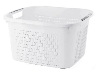 KOSZ NA PRANIE 1453001100 - biały, Basics, tworzywo sztuczne (43,5/33,5/22,2cm) - Rotho
