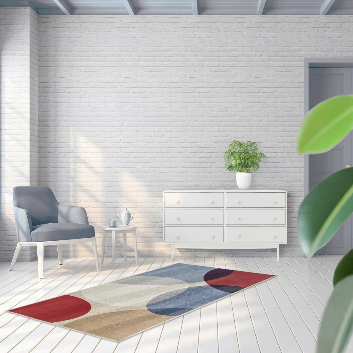 DYWAN VINTAGE NAYRA CORTEA-URBAN8150 - kremowy/niebieskoszary, Design, tkanina (80/150cm) - Lindorug